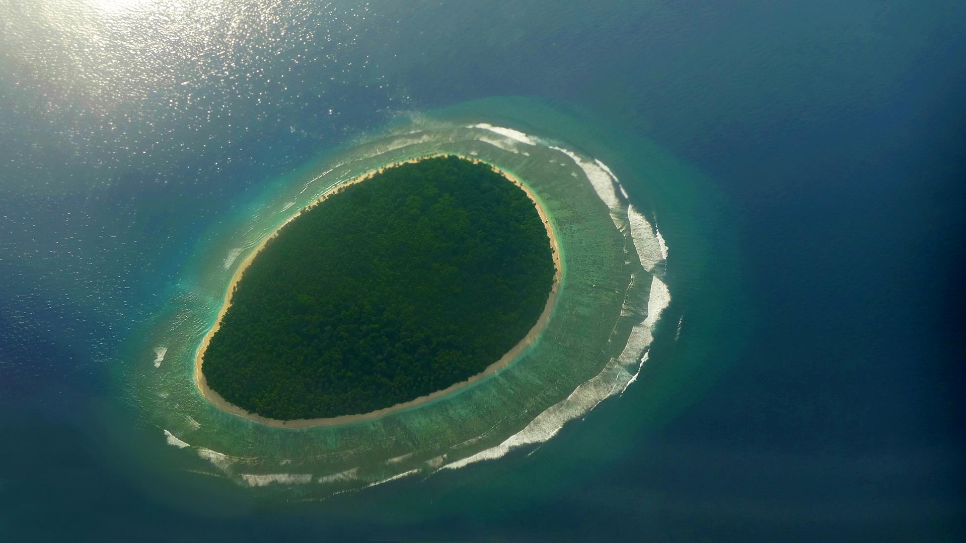 One of the most isolated islands in the world seeing from the sky