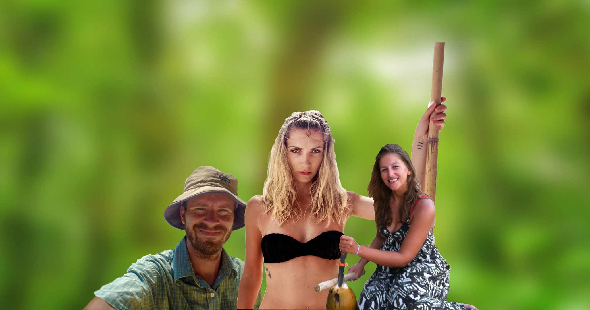 Three of our clients posing in front of the jungle
